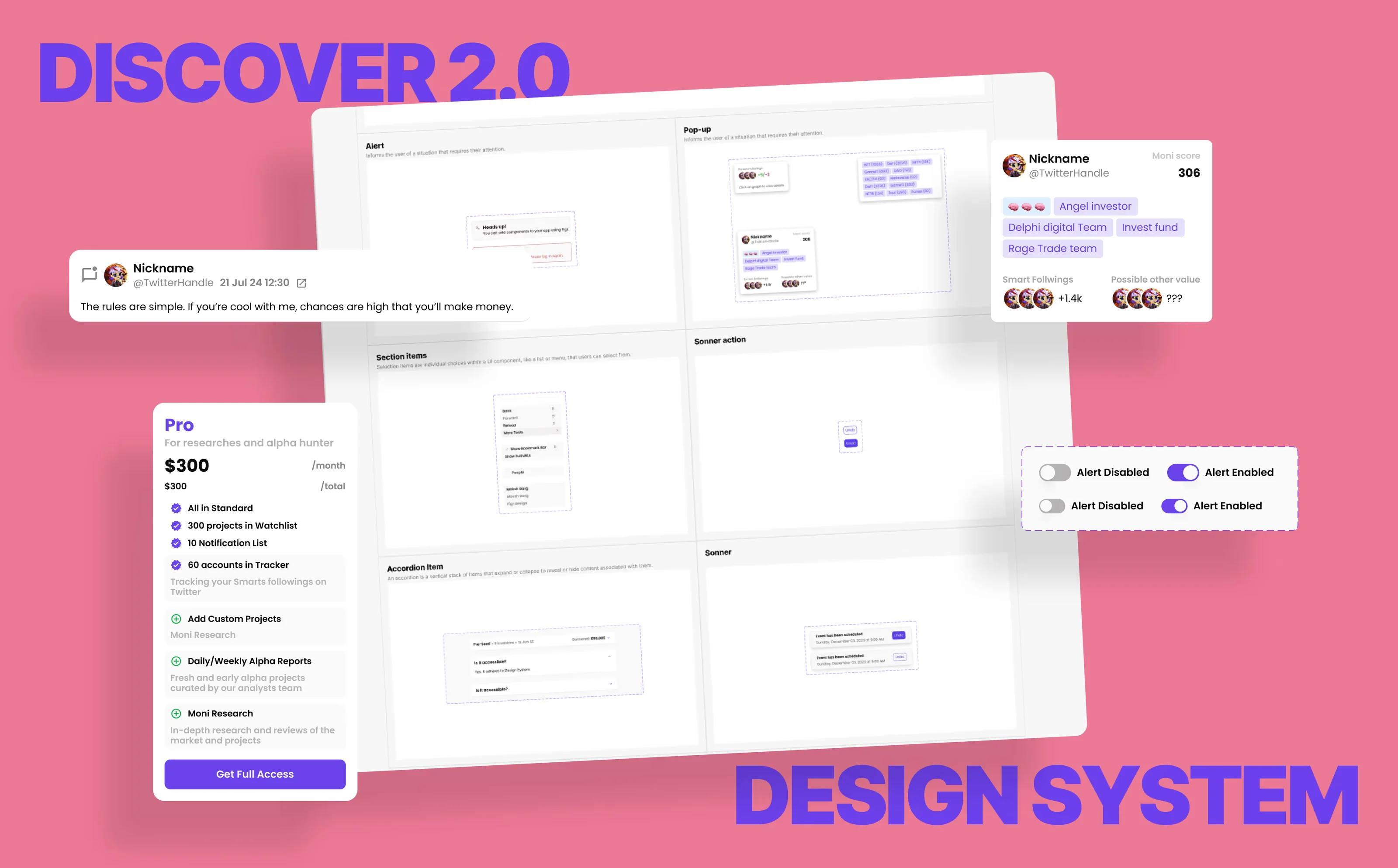 Getmoni Discover components and visual design system.